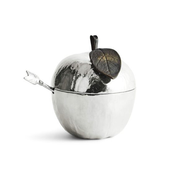 Pot à miel et pomme avec cuillère en nickel – Image 4