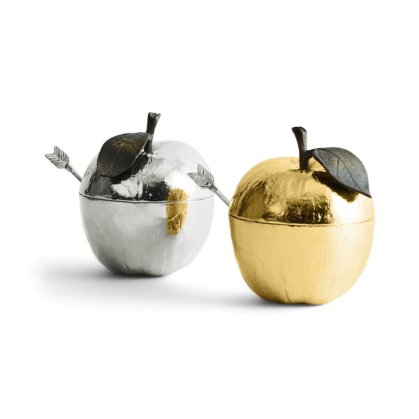 Pot à miel et pomme avec cuillère en nickel – Image 6