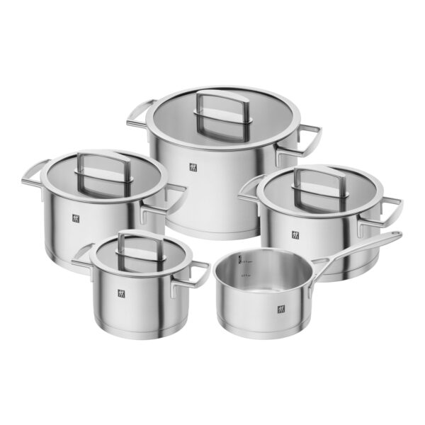 5-pcs, Ensemble de casseroles, Argent