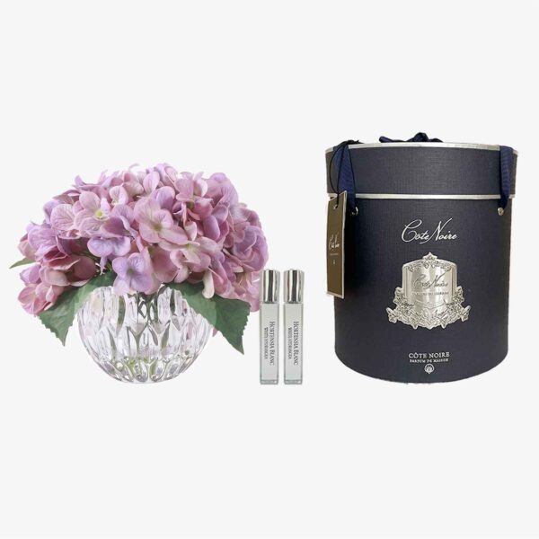 Cote Noire - Gamme de luxe d'hortensias - Mauve - Vase en cristal