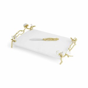 Plateau à fromages doré Butterfly Ginkgo avec tartineur