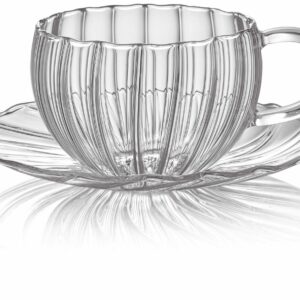 Ensemble Sahara de 2 tasses à thé avec soucoupe en verre borosilicaté
