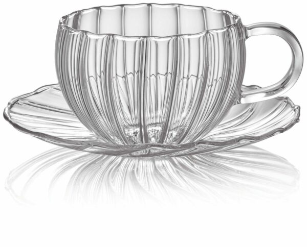 Ensemble Sahara de 2 tasses à thé avec soucoupe en verre borosilicaté