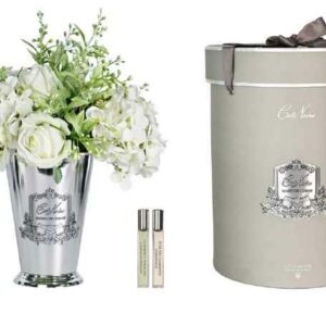 Grand bouquet d'été en vert - Vase argenté