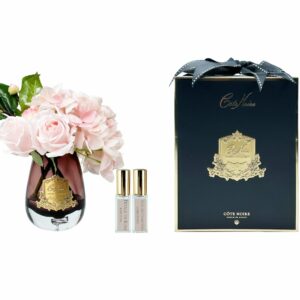 TEA ROSE PINK HYDRANGEA BLACK GLASS