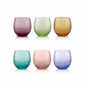 Ensemble multicolore de 6 verres couleurs assorties