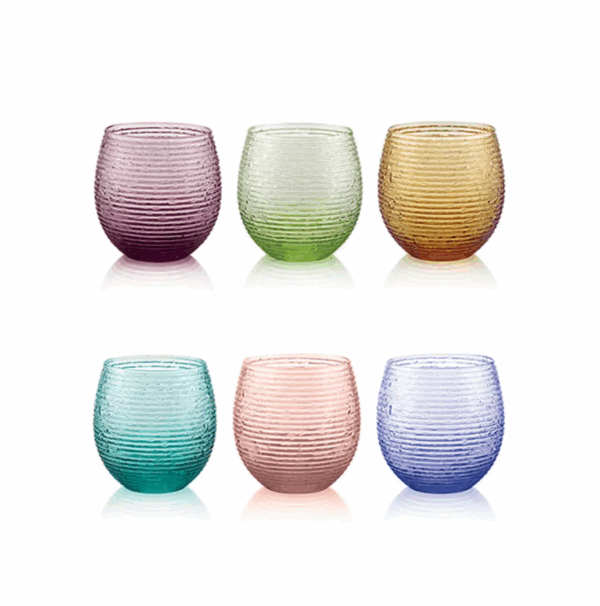 Ensemble multicolore de 6 verres couleurs assorties