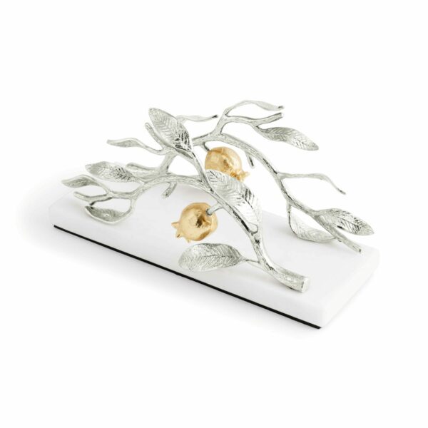 Porte-serviettes vertical argent et or grenade – Image 2