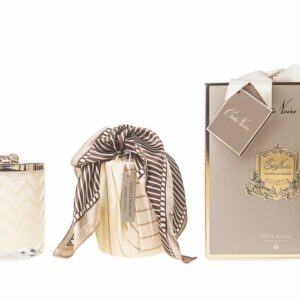 Bougie à chevrons – Blond Vanille – Couvercle crème avec abeille dorée