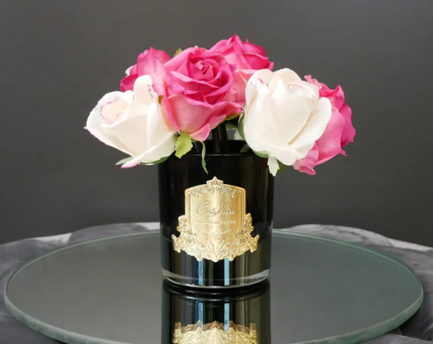 Boutons de roses magenta & blush – Verre foncé